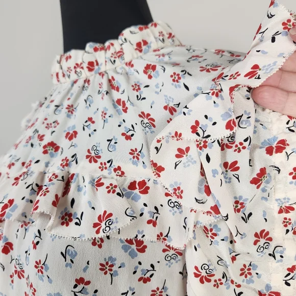 VERONICA BEARD Howell Floral-Print Silk Ruffle Top